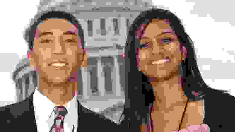 Two Youths Standing in Front of the United States Capitol